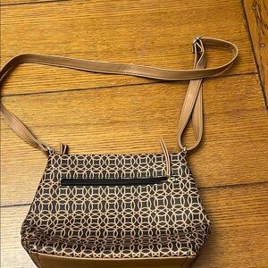 Patterned Tan and Black Women's Shoulder Bag